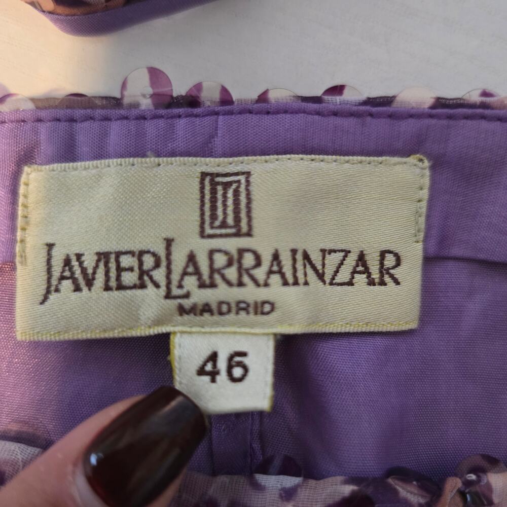 Javier Larrainzar Purple Sequin Two Piece Set Top Skirt Couture Evening Sz 12 - Picture 14 of 14